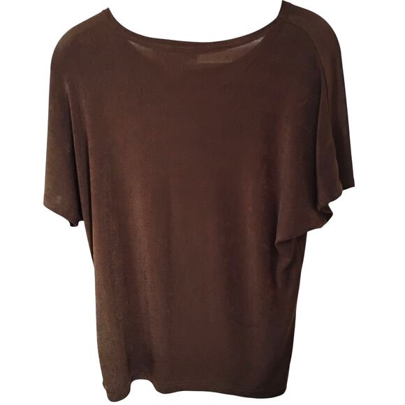 Donna Toran M Top 🤎 Brown Raglan Sleeve Stretchy Casual Side Slit Blouse - Picture 8 of 13